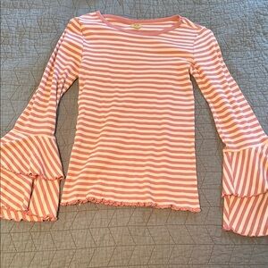 True Craft Pink Striped Bell Sleeve Blouse